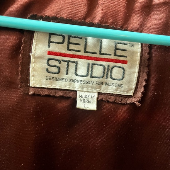 Vintage Suede Leather Jacket Bomber Jacket Pelle Studio Burgundy Men’s L - Picture 4 of 8